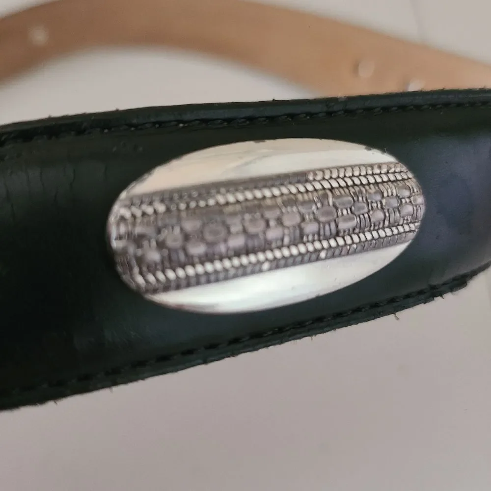vintage tasso elba black belt with silver hardware